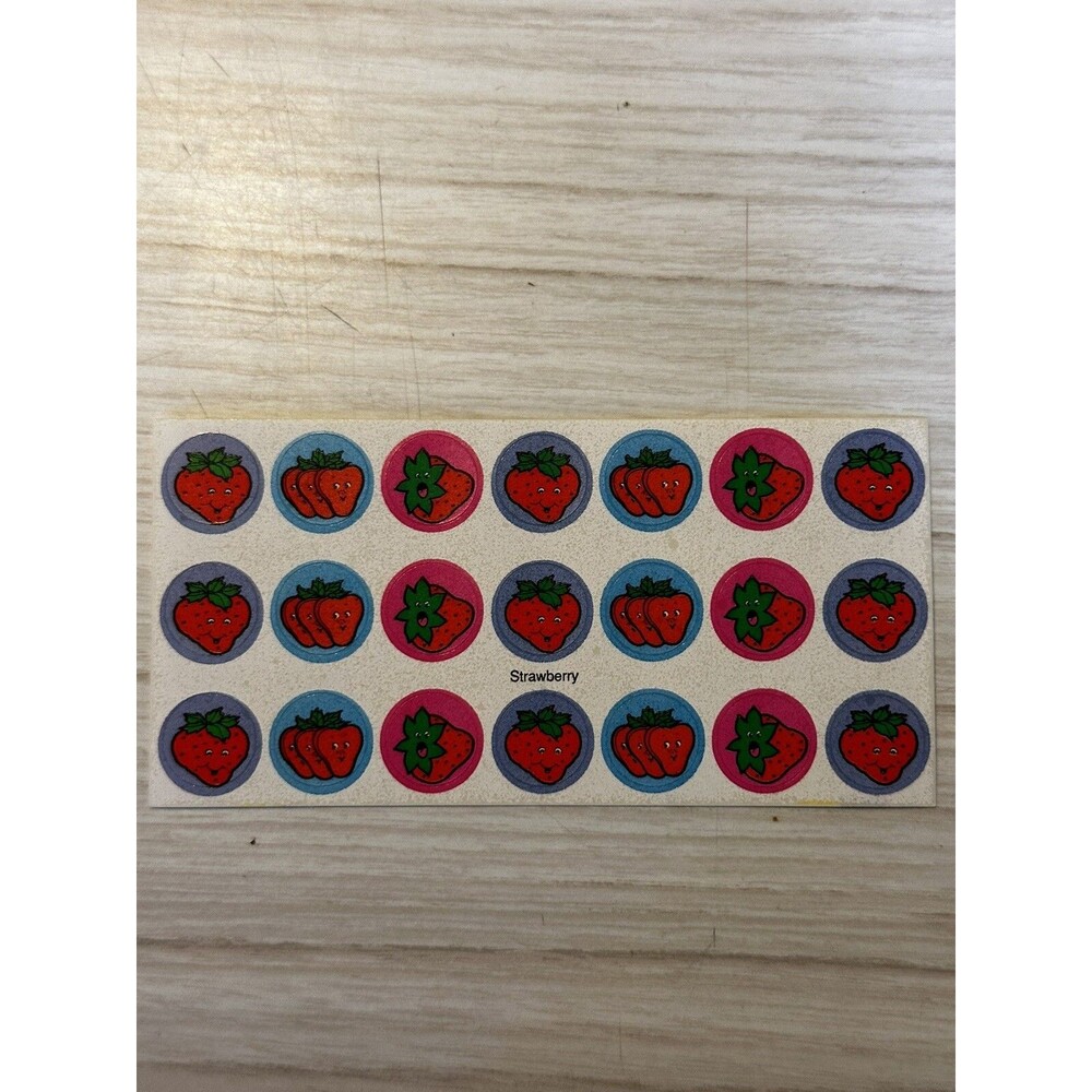 Vintage 90s Scratch & Sniff Stickers Strawberry 7 Rare HTF